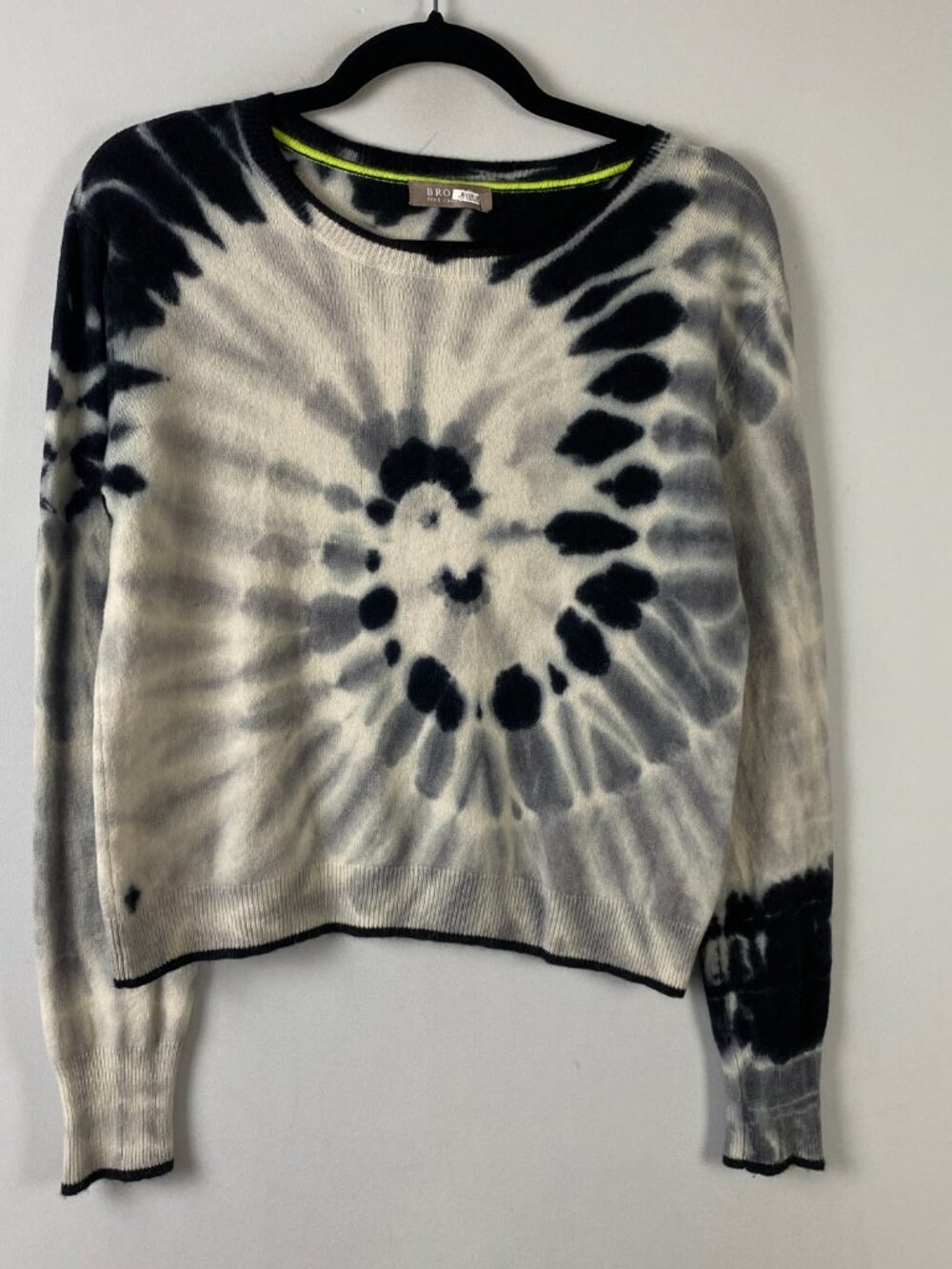 Brodie 100% Cashmere Tie Dye Sweater Size M Gray Black Pullover